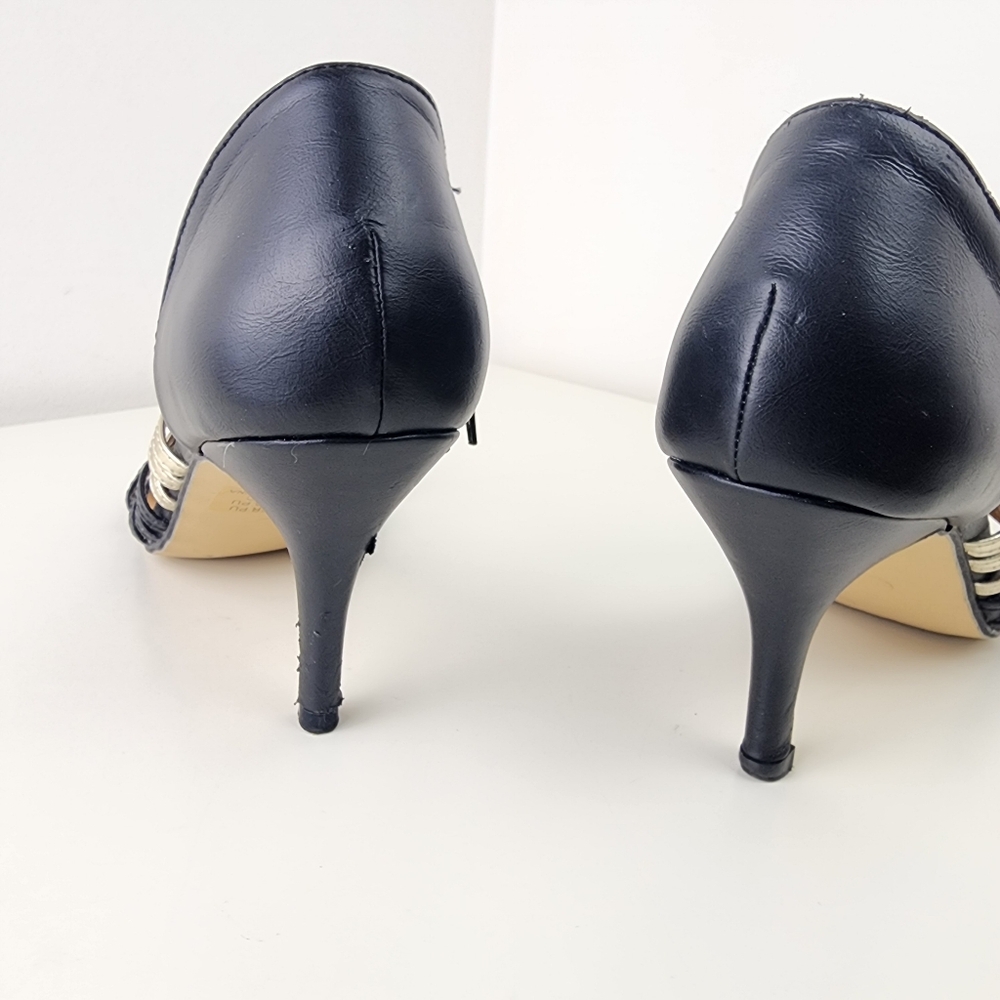 Verona Women Black and Gold Strappy Heels Size 38/8 - Picture 7 of 14